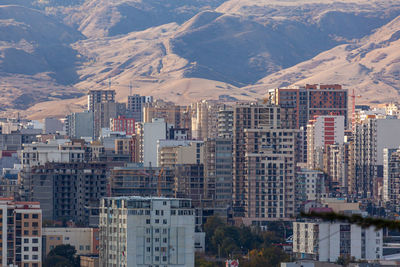 High angle view of buildings in city