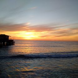 Scenic view of sea at sunset