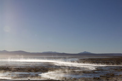 Scenic view of sea against clear sky