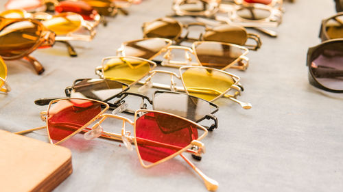 High angle view of sunglasses on table