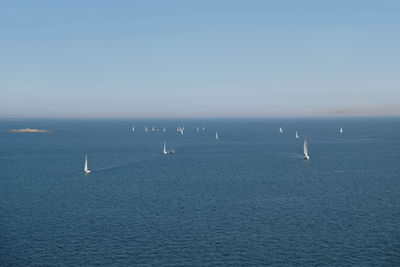 Scenic view of sea against clear sky