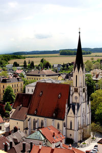 High angle view of town