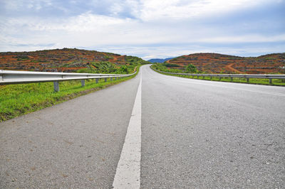 Surface level of road against mountain range