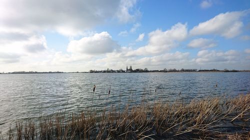 Scenic view of lake against sky