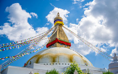 Low angle view of traditional building against sky