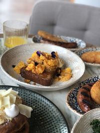Close-up of dessert in plate on table