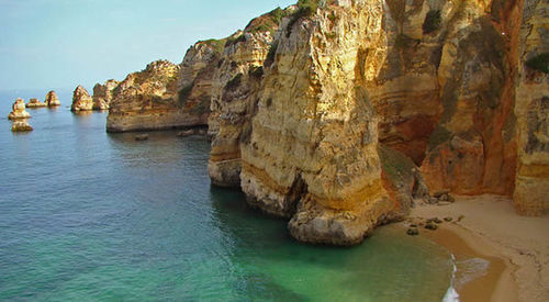 Rock formations on cliff