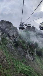 Overhead cable car against sky