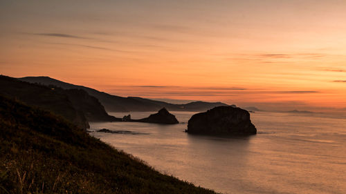 Scenic view of sea against sky during sunset