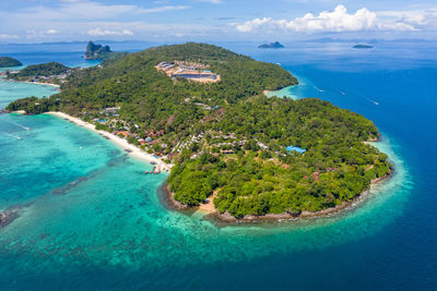 High angle view of bay and sea kra bi thailand 