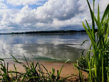 Scenic view of lake against sky