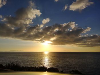 Scenic view of sea against sky during sunset