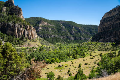 Scenic view of rocky mountains against sky