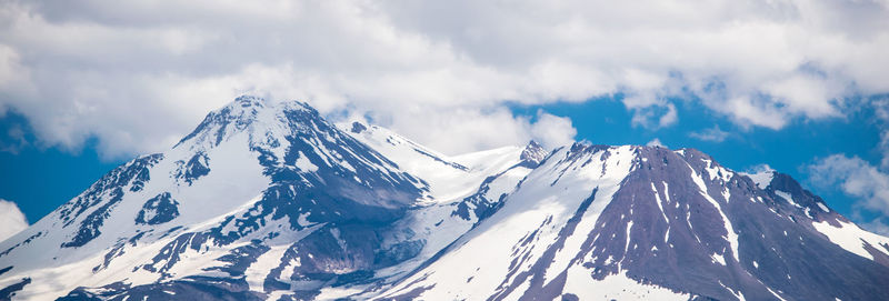 Scenic view of snow covered mountains