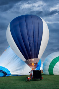 Hot air balloons against sky