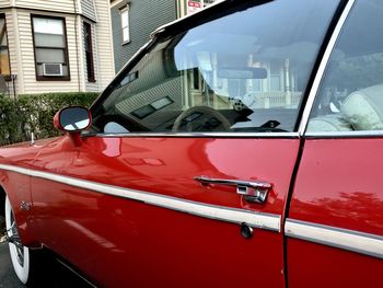 View of red car window