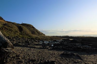 Scenic view of sea against clear sky