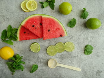 Fruits and vegetables on table