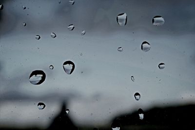 Close-up of water drops on glass