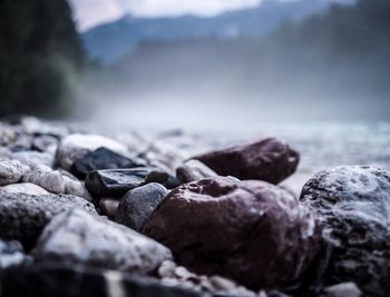 Close-up of wet stones 