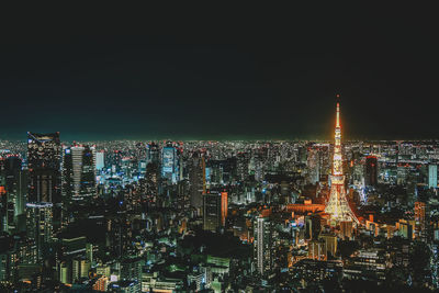 Illuminated city at night