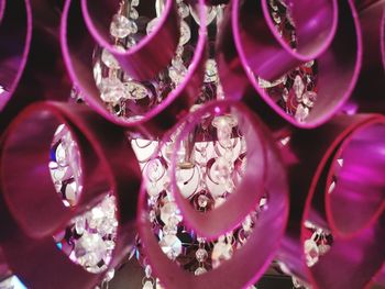 Full frame shot of pink chandelier