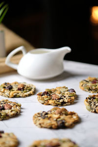 Close-up of breakfast on table