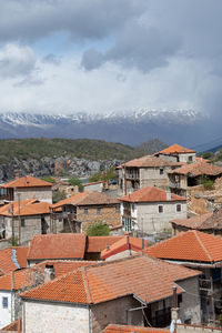 High angle view of townscape against sky