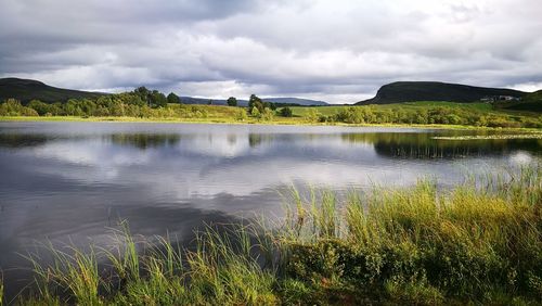 Scenic view of lake against sky