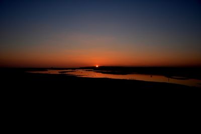 Scenic view of sea against clear sky during sunset