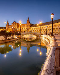 Spain square or plaza de espana in seville in the sunny summer day, andalusia, spain