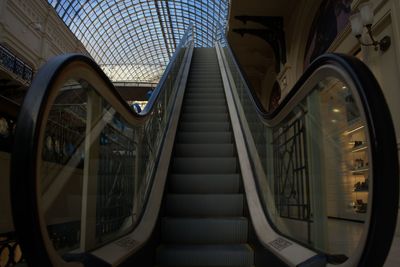 Low angle view of escalator in building