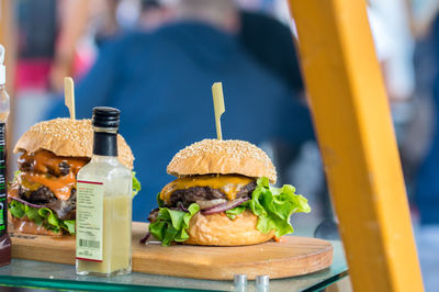 Close-up of food on table