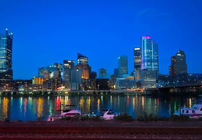 River passing through city at night