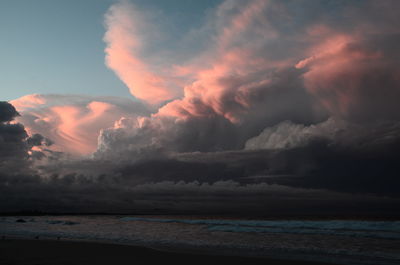 Scenic view of dramatic sky over sea