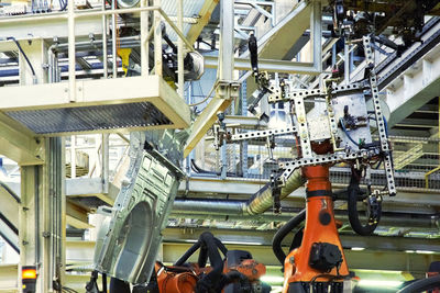 High angle view of people in factory