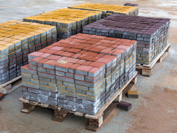 High angle view of stack of empty road