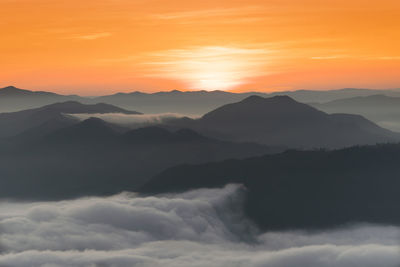 Scenic view of dramatic sky during sunset