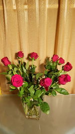 Close-up of rose bouquet in vase