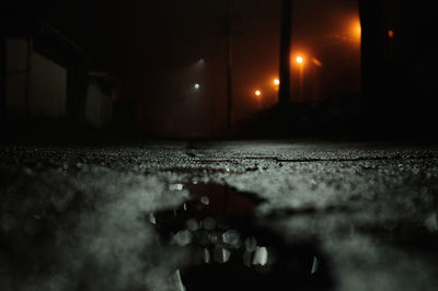 Surface level of road at night