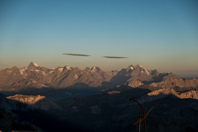 Scenic view of snowcapped mountain against sky