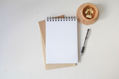 High angle view of objects on table