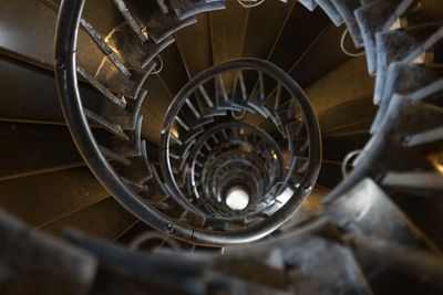 High angle view of spiral stairs