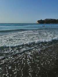 Scenic view of sea against clear sky