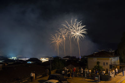 Firework display at night