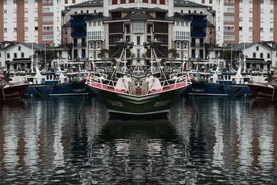 View of built structures in water