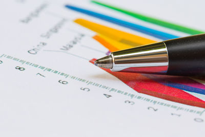 High angle view of pen on table