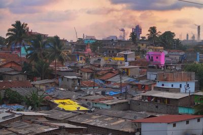 High angle view of townscape against sky