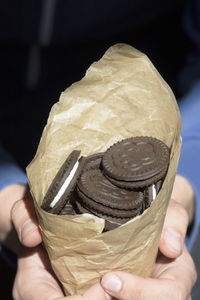 Close-up of person holding ice cream