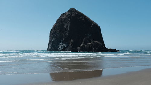 Scenic view of sea against clear sky